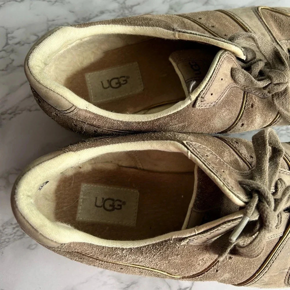 UGG Australia Tye Lace Up Leather Perforated Fashion Sneakers Brown Sz 12 Womens - Picture 7 of 10